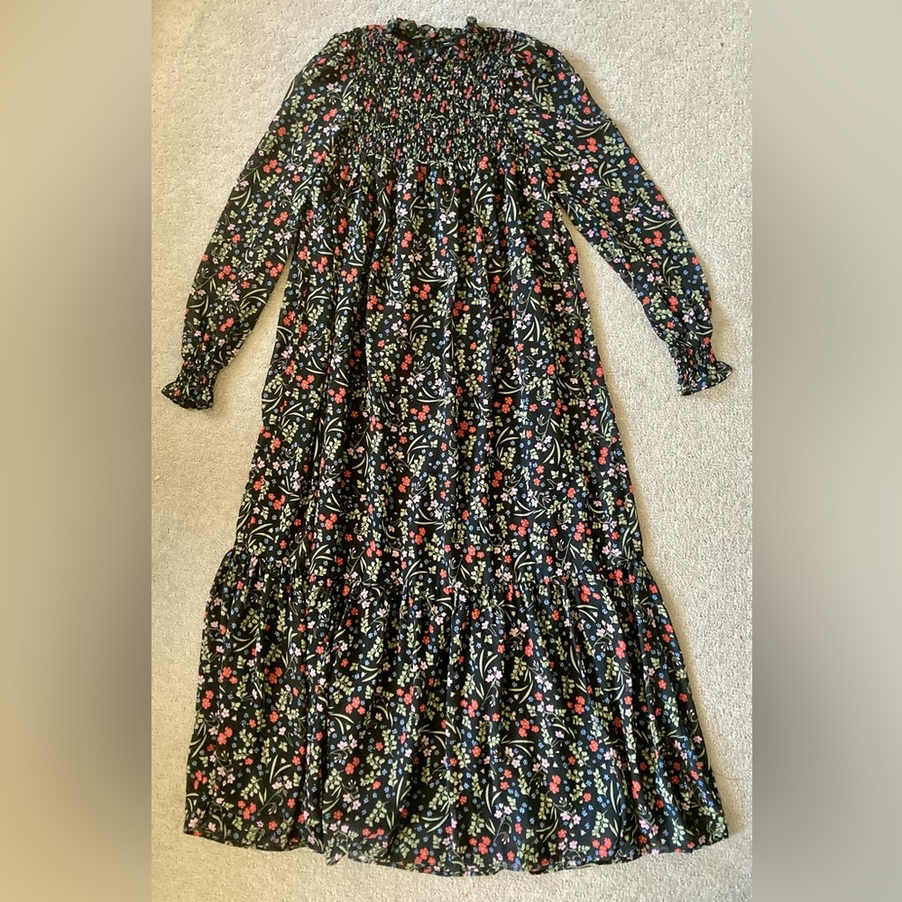 ASOS Design black floral shirred bodice maxi dress, US 4.